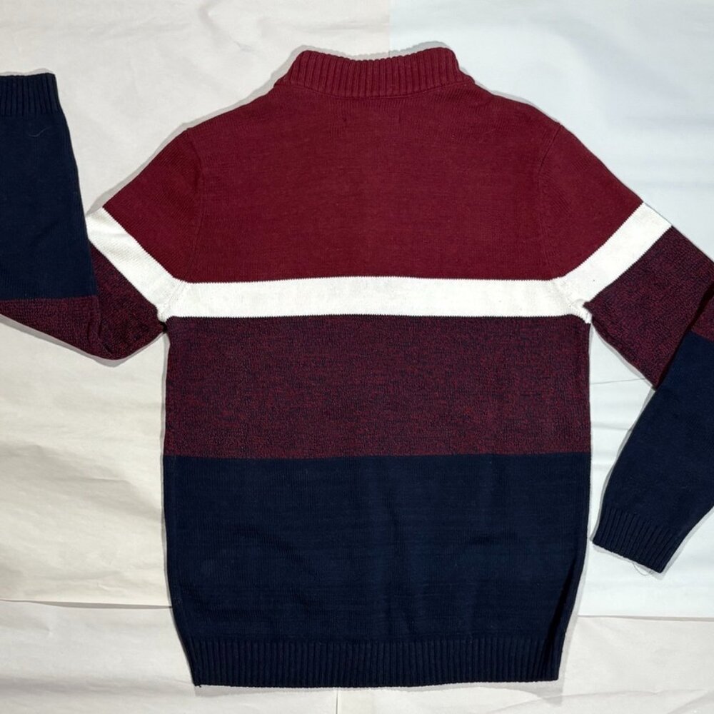 NEW COMMERCE Youth Sweater Size 16 Maroon Melange Faux Fur Lined Mock Neck NWT
